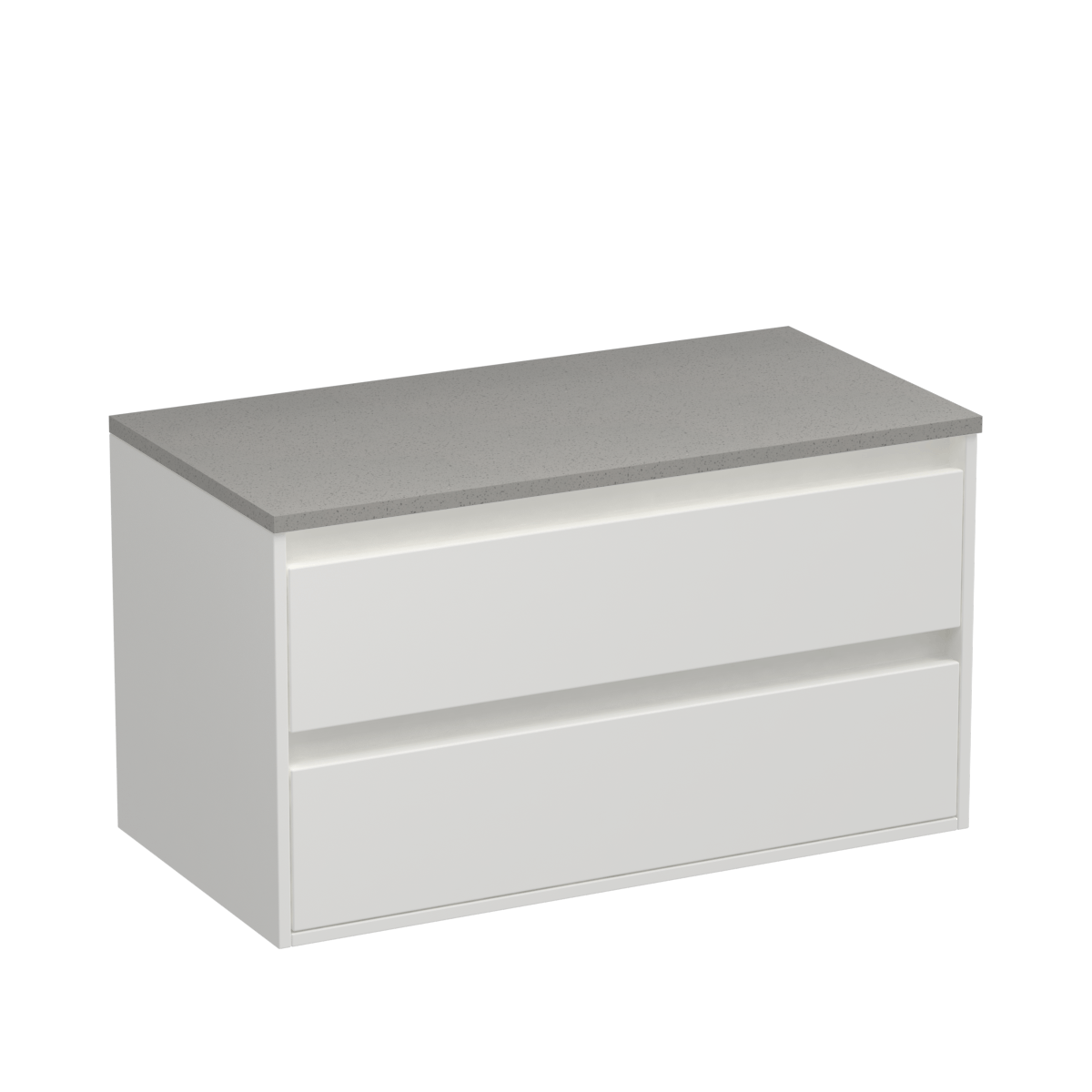 Prava Opaco 900 2 Drawer Wall Vanity Concrete Grey / Tahoe Walnut