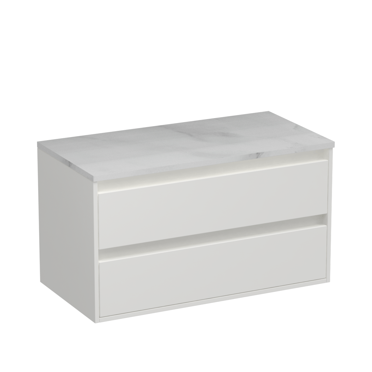 Prava Opaco 900 2 Drawer Wall Vanity White Carrara / White/Sovereign Oak
