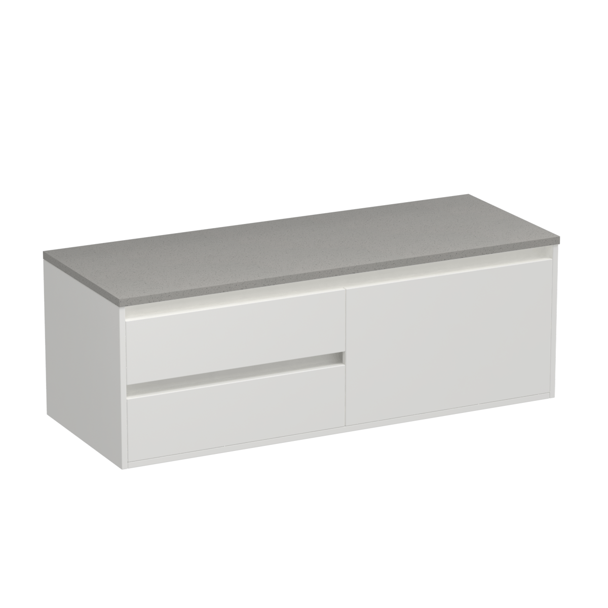 Prava Opaco 1200 3 Drawer Wall Vanity Right Basin Concrete Grey / White/Tusk