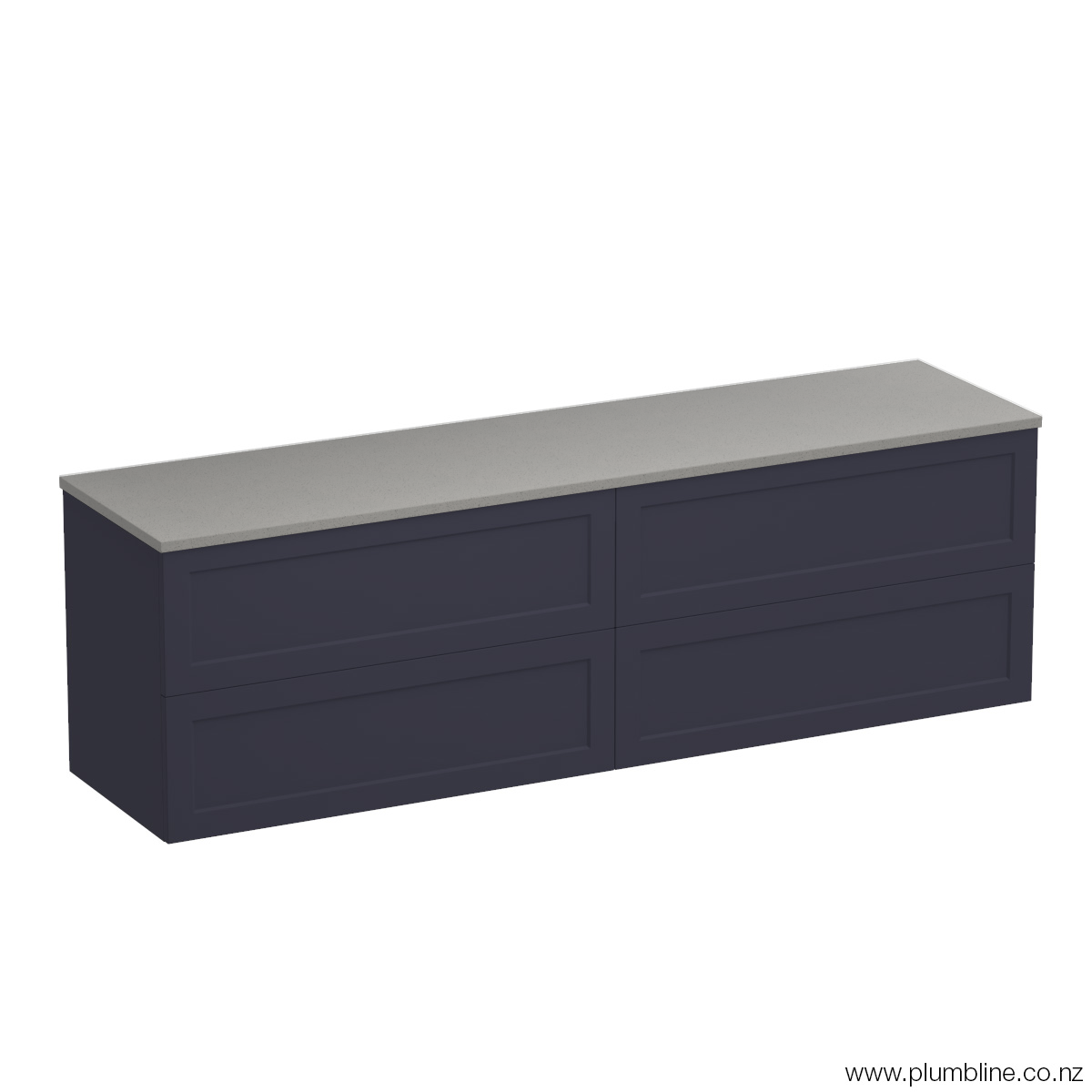 Hampton Opaco 1800 4 Drawer Floor Vanity Centre Basin White Carrara / Ink Blue