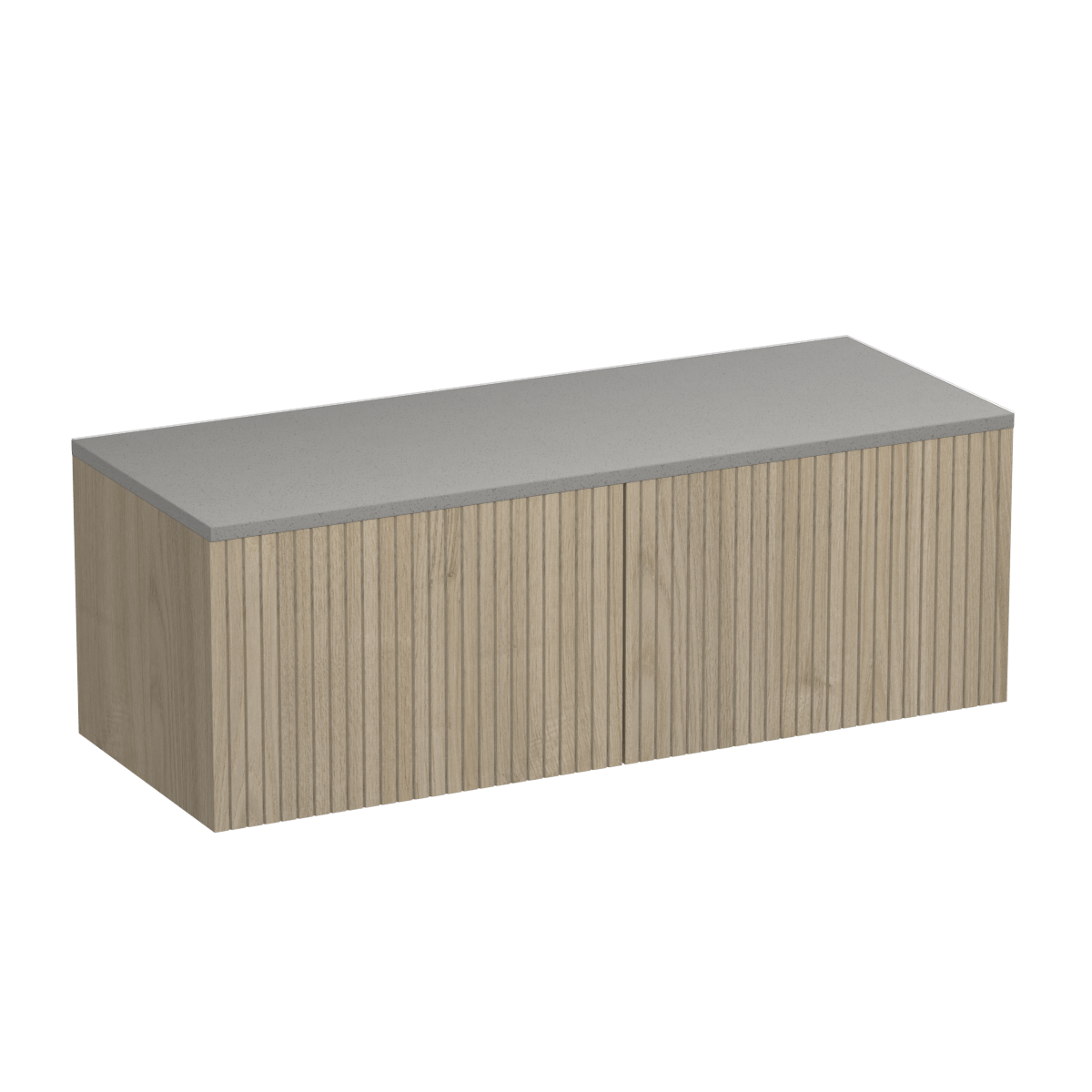 Lima Opaco 1200 2 Drawer Floor Vanity Left Basin Concrete Grey / Ranfurly Oak