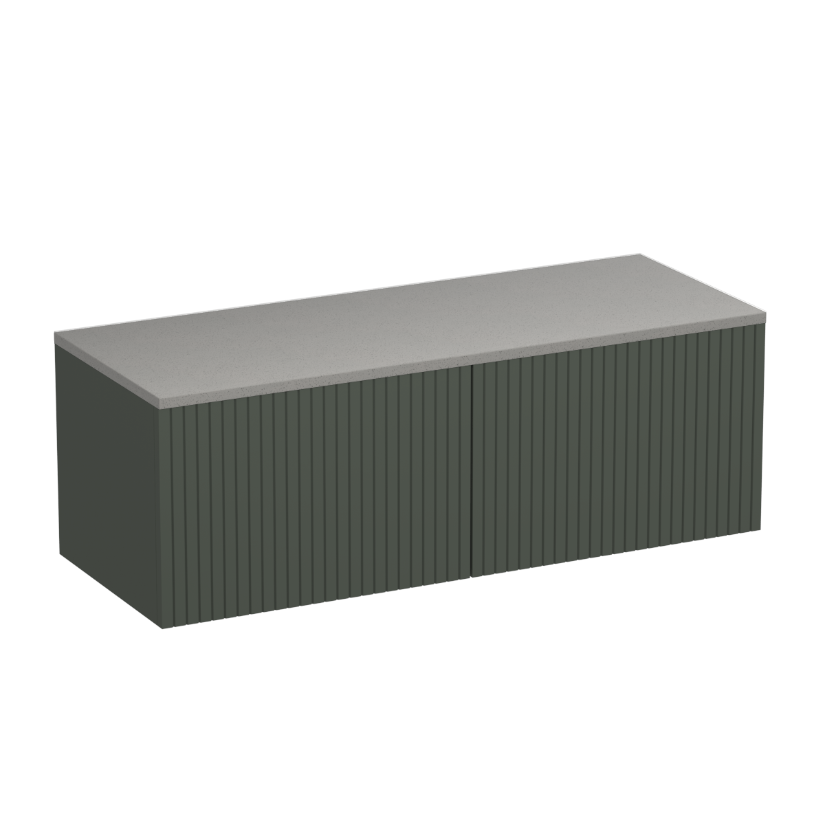 Lima Opaco 1200 2 Drawer Floor Vanity Right Basin White Carrara / Kombu Green