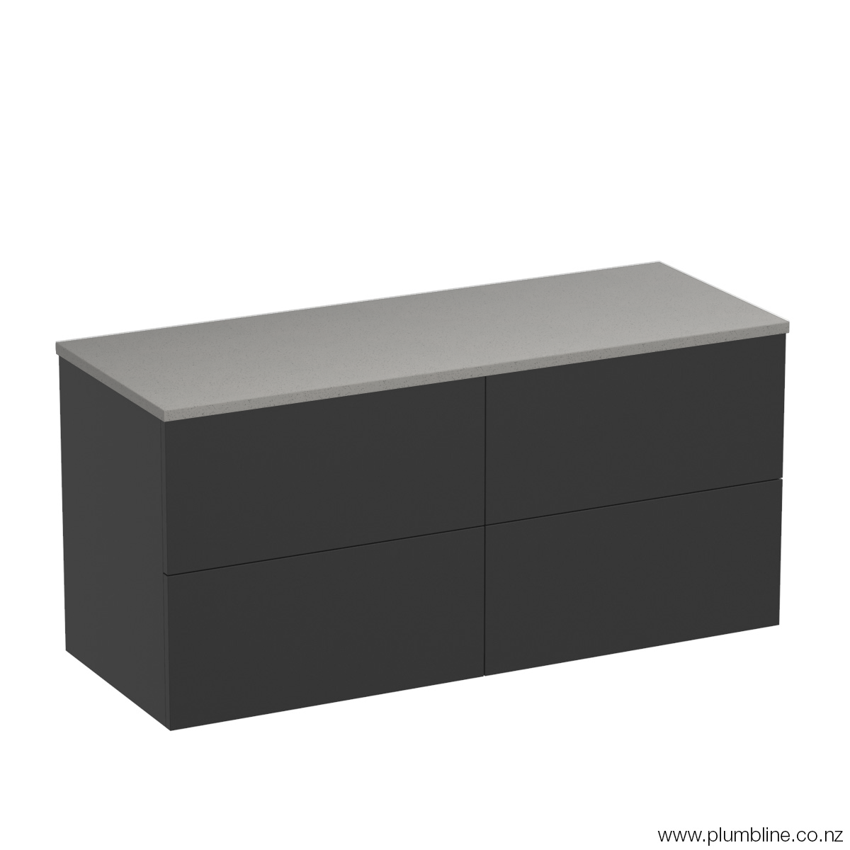 Reflex Opaco 1200 4 Drawer Floor Vanity Left Basin Concrete Grey / Black Velvet