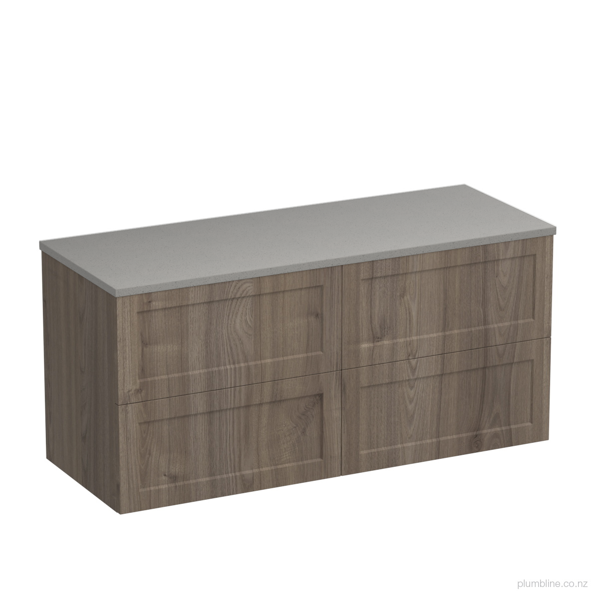 Hampton Opaco 1200 4 Drawer Floor Vanity Right Basin Matt White / Methven Oak
