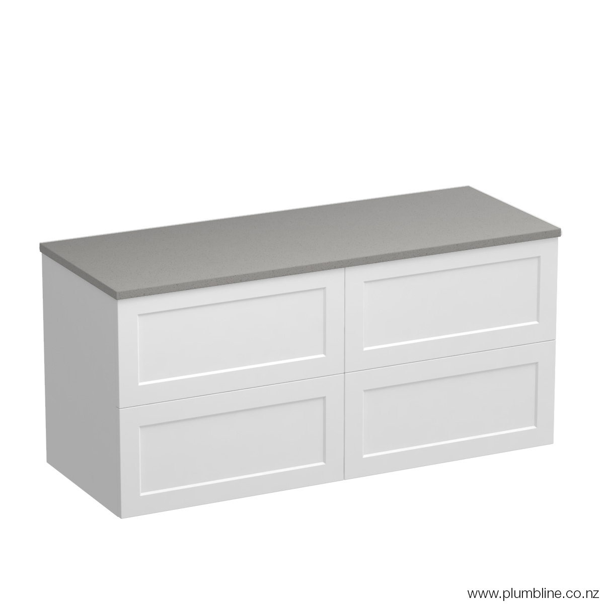 Hampton Opaco 1200 4 Drawer Floor Vanity Double Basin Matt White / White