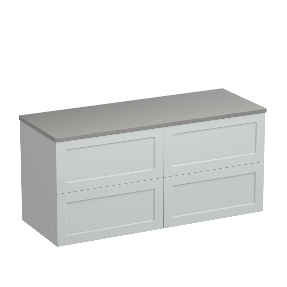 Hampton Opaco 1200 4 Drawer Floor Vanity Right Basin White Carrara / Villa Blue