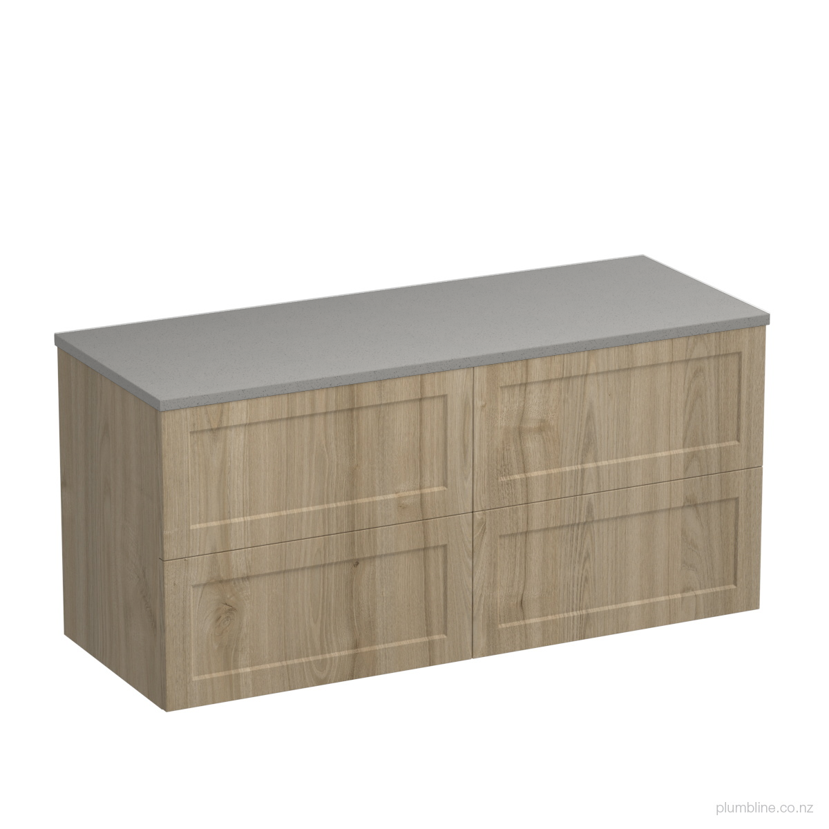 Hampton Opaco 1200 4 Drawer Floor Vanity Double Basin White Carrara / Ranfurly Oak