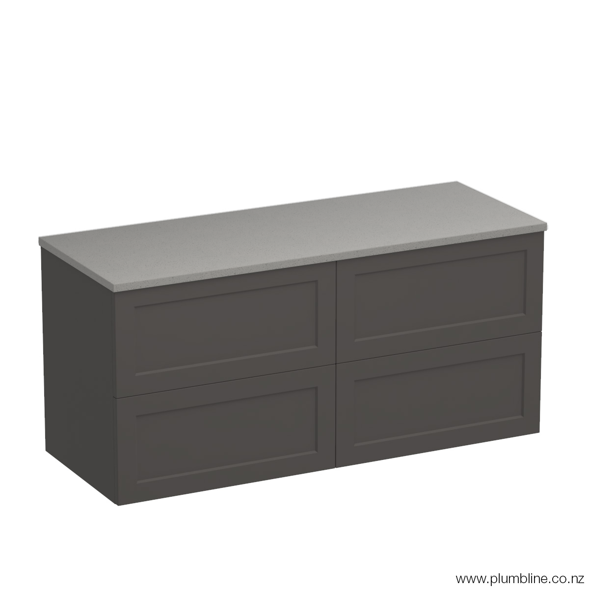 Hampton Opaco 1200 4 Drawer Floor Vanity Double Basin Concrete Grey / Slate