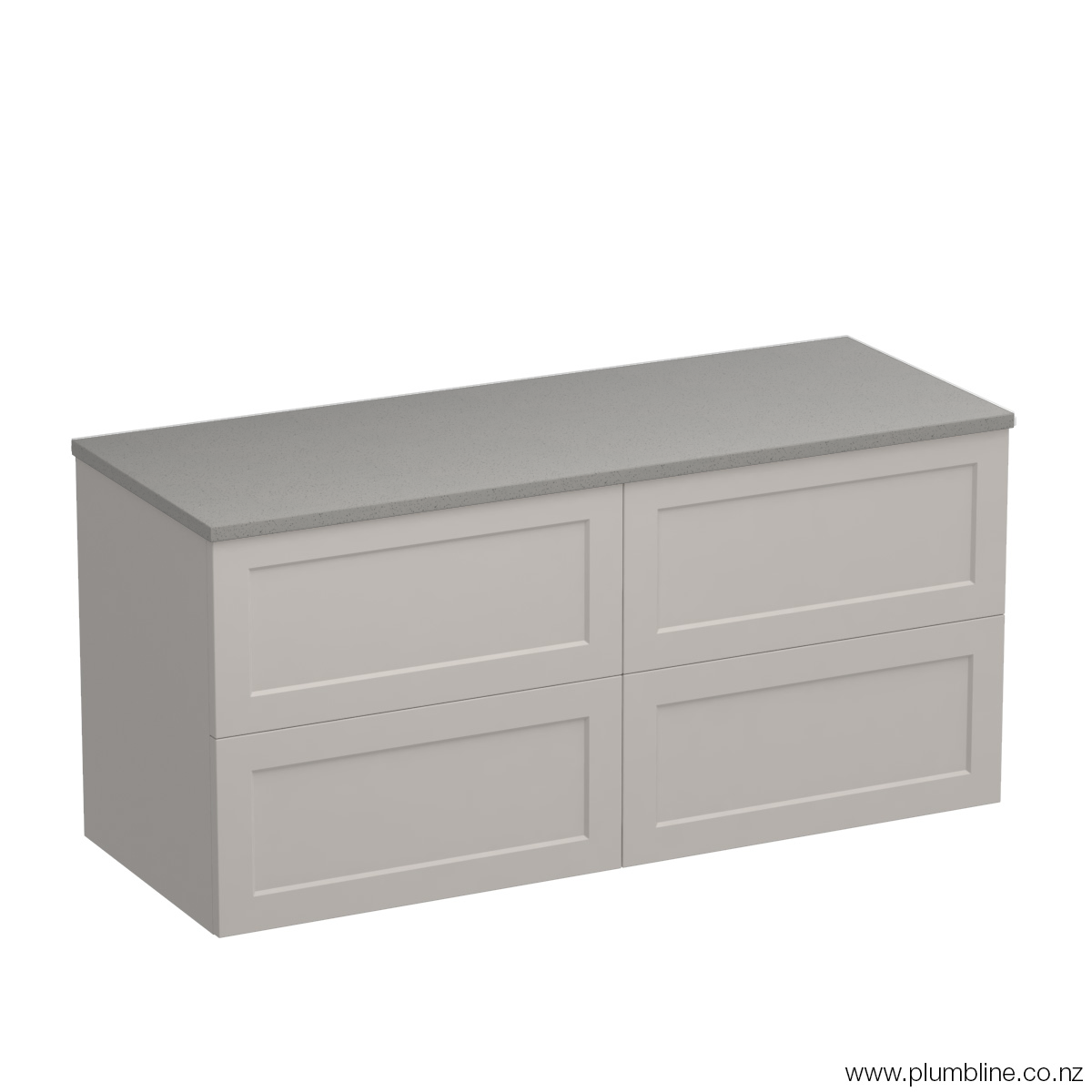 Hampton Opaco 1200 4 Drawer Floor Vanity Double Basin Concrete Grey / Tusk