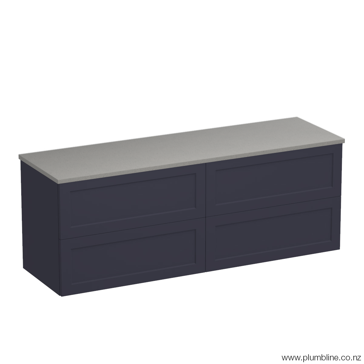 Hampton Opaco 1500 4 Drawer Floor Vanity Centre Basin White Carrara / Ink Blue