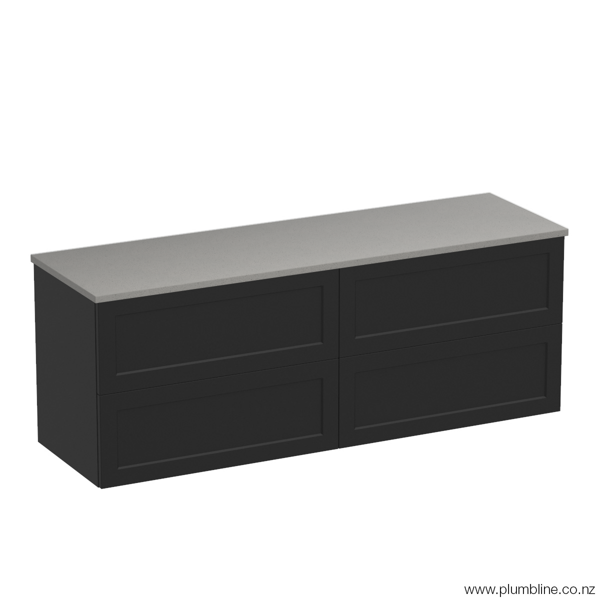 Hampton Opaco 1500 4 Drawer Floor Vanity Centre Basin Concrete Grey / Black