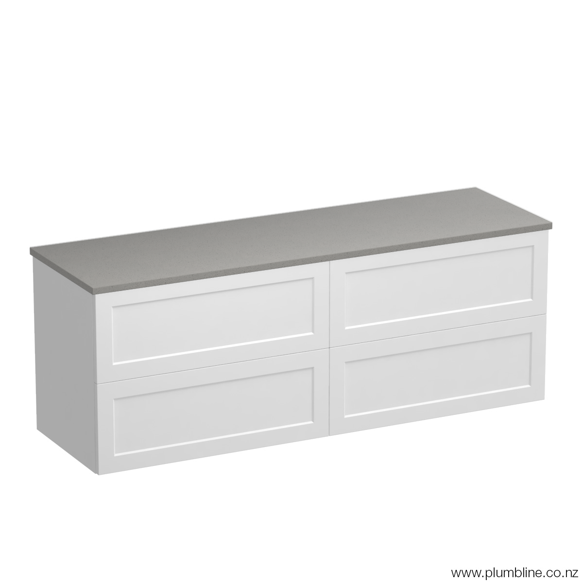 Hampton Opaco 1500 4 Drawer Floor Vanity Centre Basin Concrete Grey / White