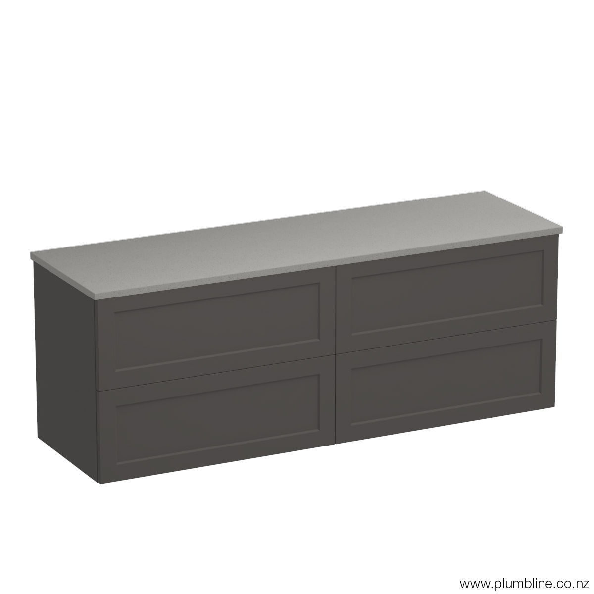 Hampton Opaco 1500 4 Drawer Floor Vanity Centre Basin Concrete Grey / Slate