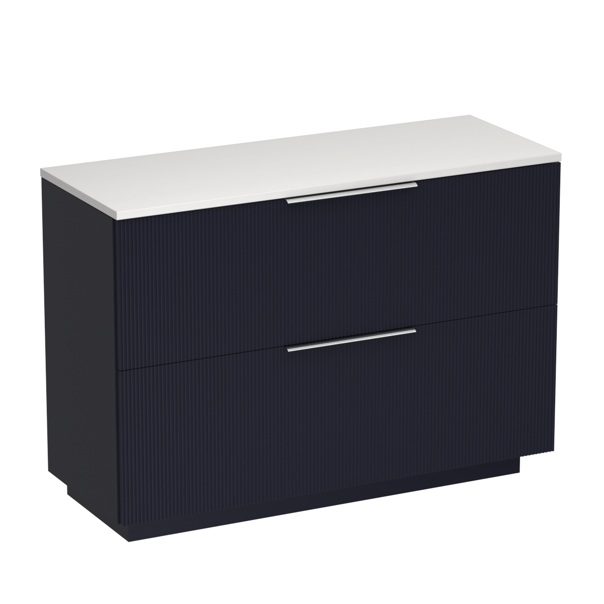 Ava Opaco 1200 2 Drawer Floor Vanity Right Basin Concrete Grey / Ink Blue