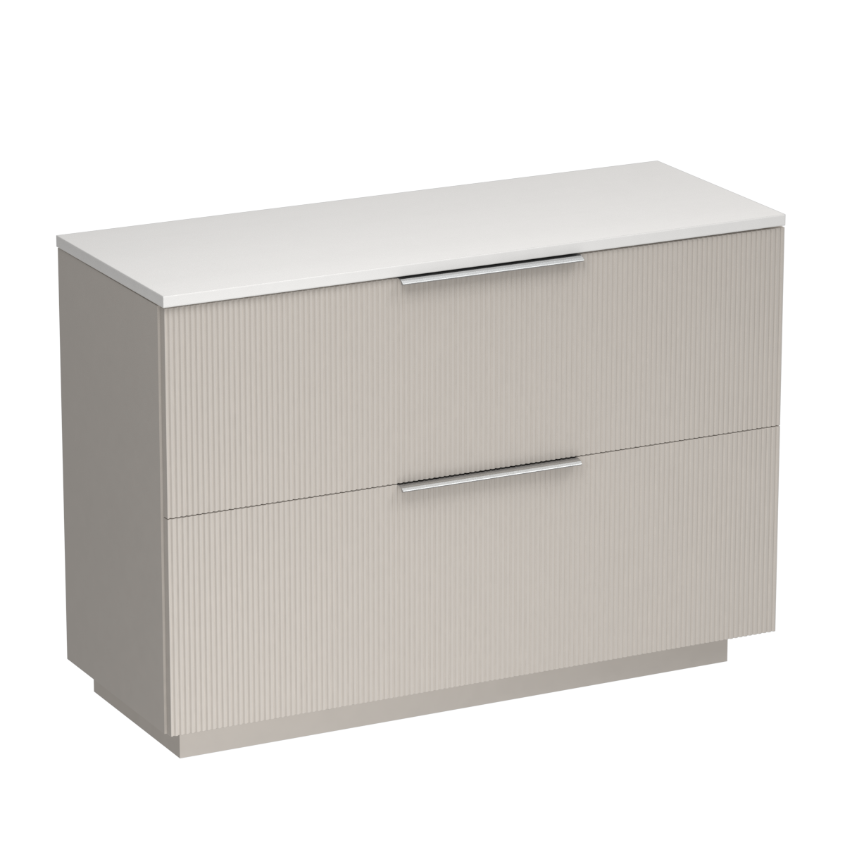 Ava Opaco 1200 2 Drawer Floor Vanity Double Basin White Carrara / Lana Grey