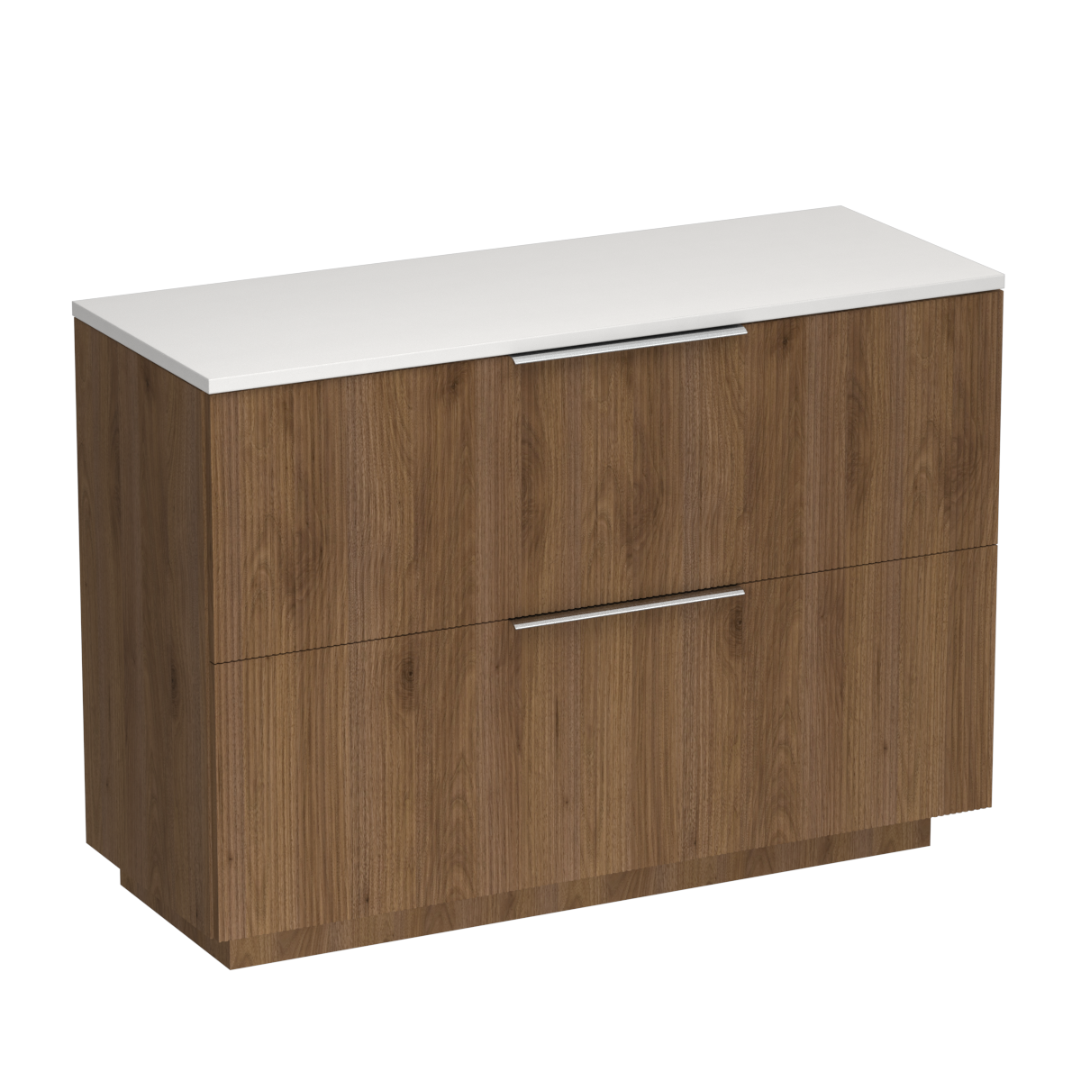 Ava Opaco 1200 2 Drawer Floor Vanity Left Basin Concrete Grey / Tahoe Walnut