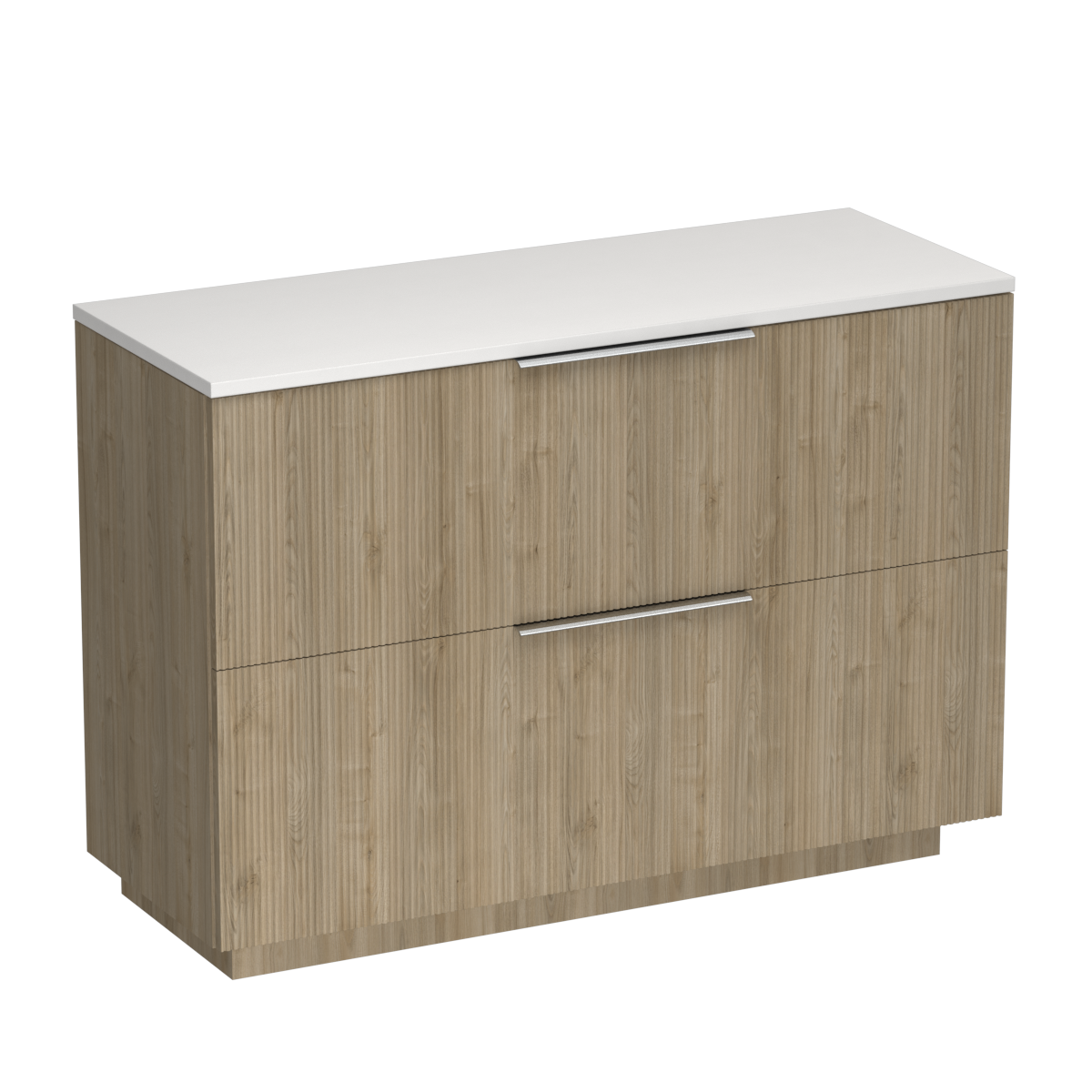 Ava Opaco 1200 2 Drawer Floor Vanity Double Basin White Carrara / Ranfurly Oak