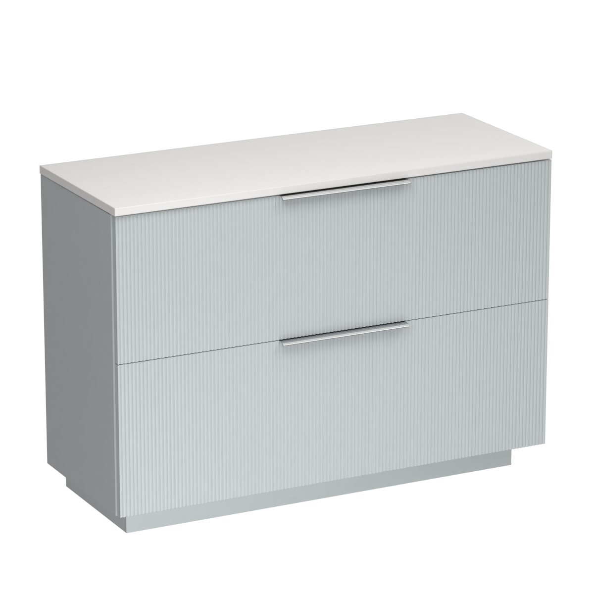 Ava Opaco 1200 2 Drawer Floor Vanity Right Basin Concrete Grey / Villa Blue