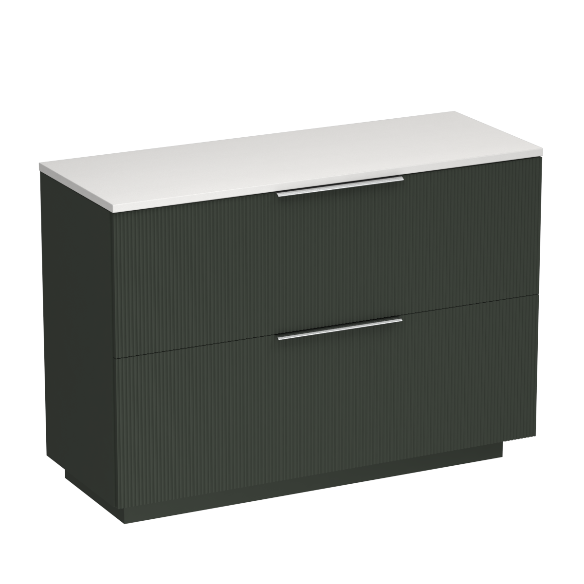 Ava Opaco 1200 2 Drawer Floor Vanity Double Basin White Carrara / Kombu Green