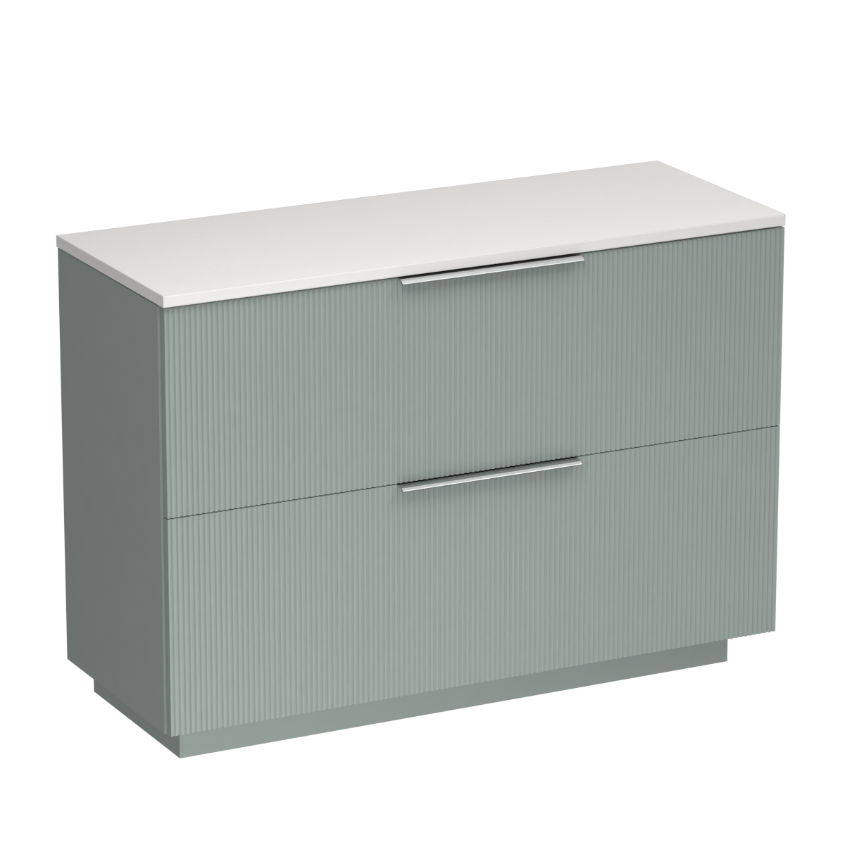 Ava Opaco 1200 2 Drawer Floor Vanity Double Basin White Carrara / Fjord
