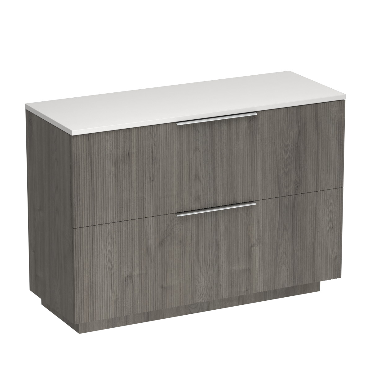 Ava Opaco 1200 2 Drawer Floor Vanity Left Basin Concrete Grey / Methven Oak