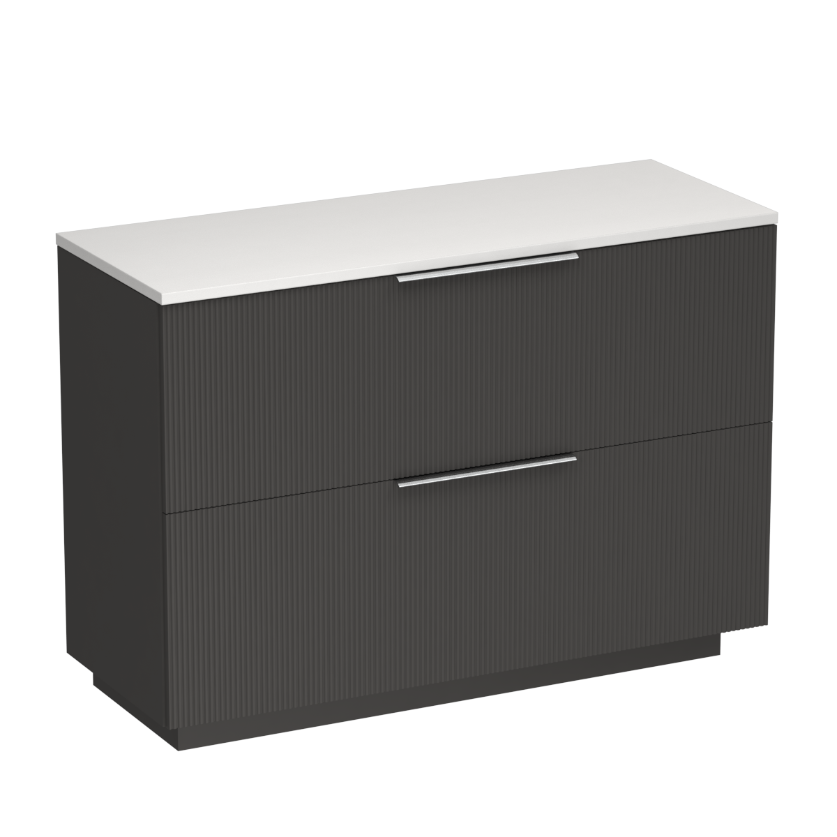 Ava Opaco 1200 2 Drawer Floor Vanity Left Basin White Carrara / Slate