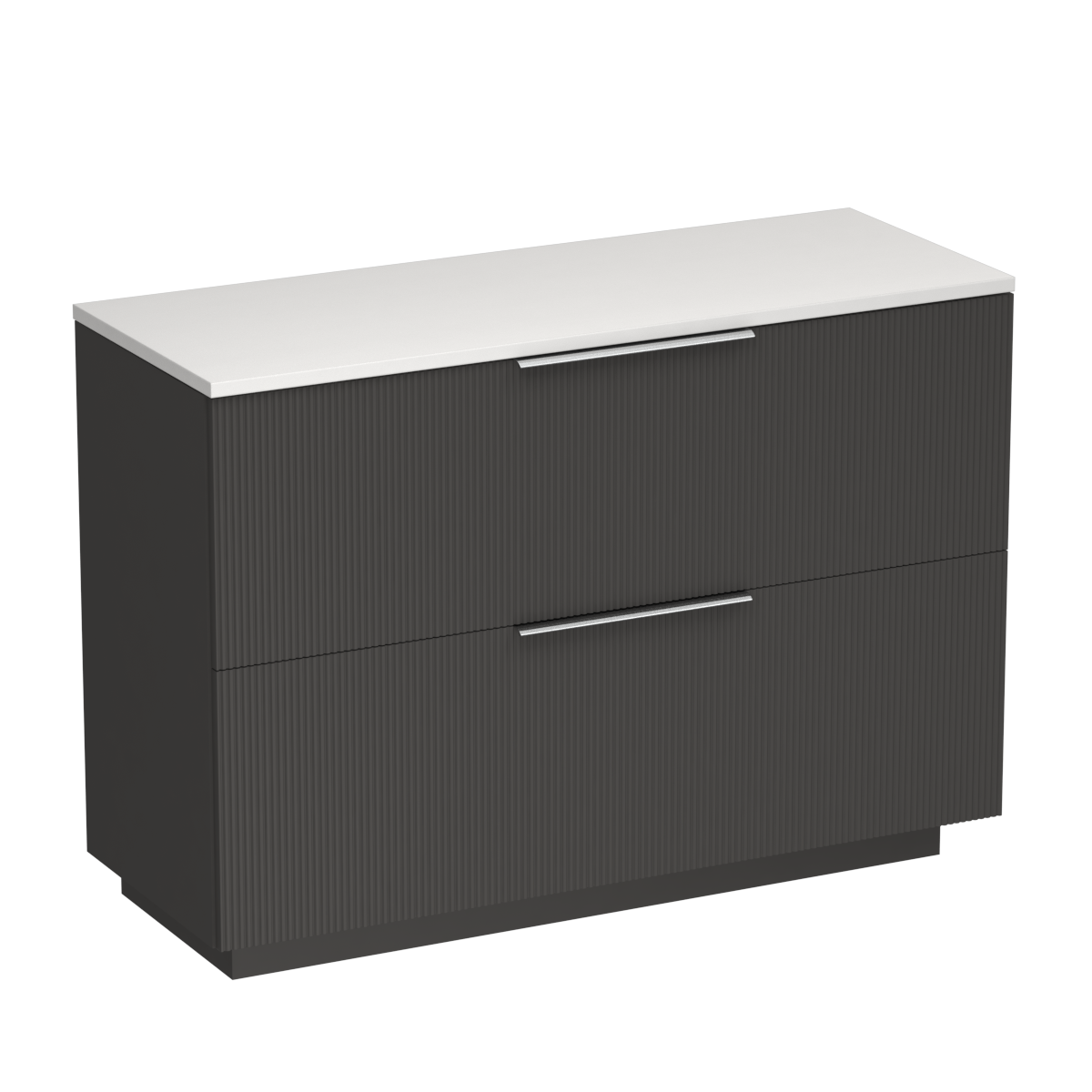 Ava Opaco 1200 2 Drawer Floor Vanity Centre Basin White Carrara / Slate