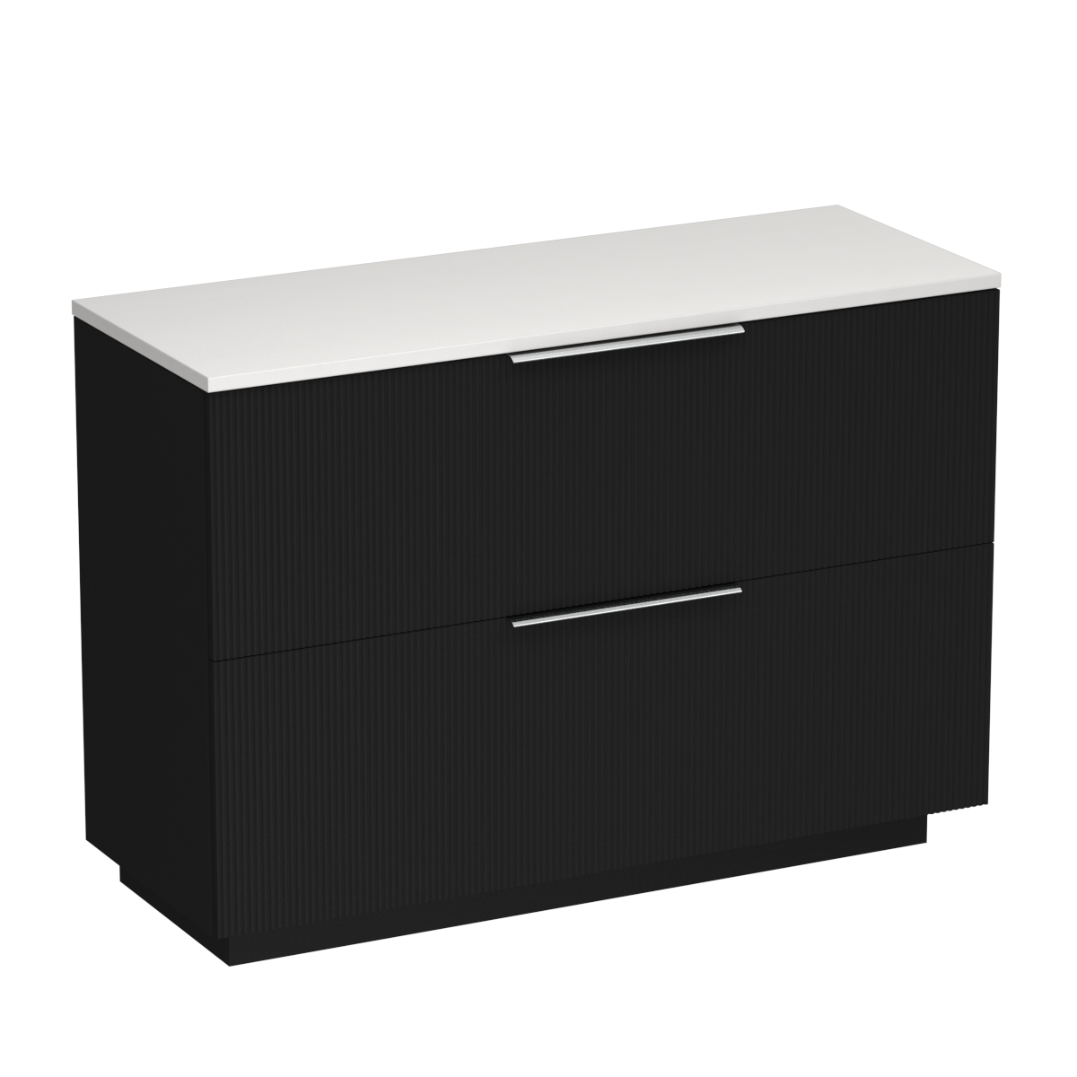 Ava Opaco 1200 2 Drawer Floor Vanity Centre Basin Concrete Grey / Black