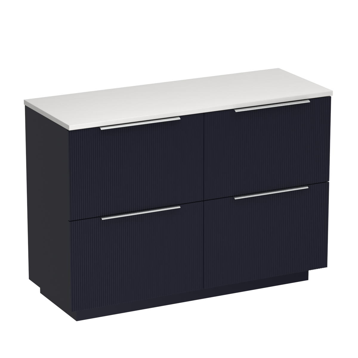 Ava Opaco 1200 4 Drawer Floor Vanity Double Basin Concrete Grey / Ink Blue