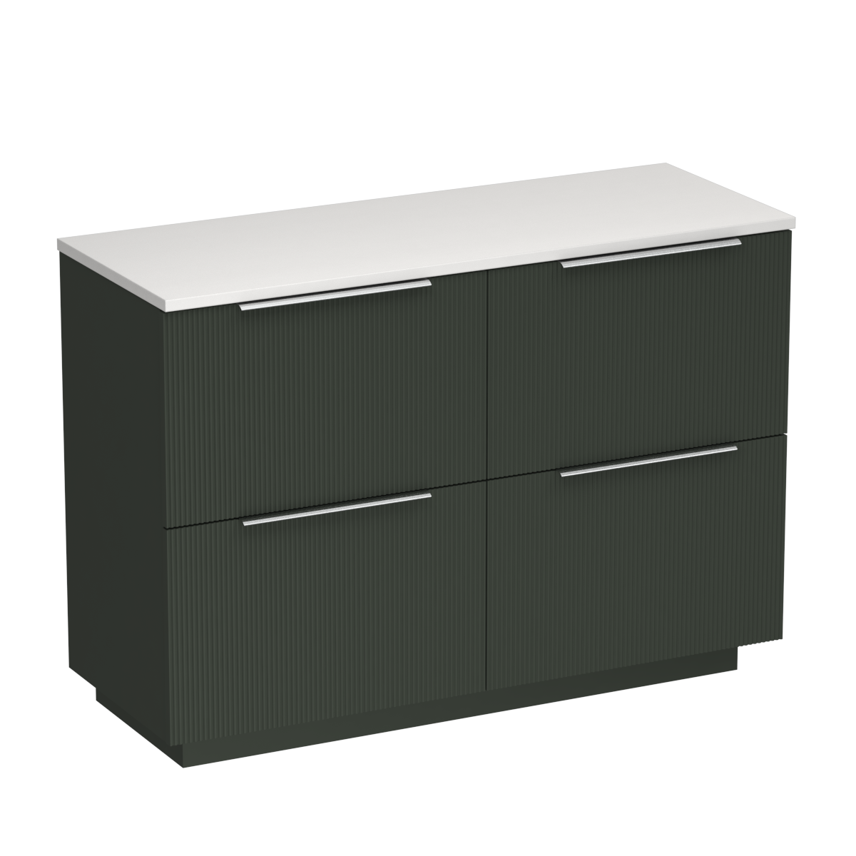 Ava Opaco 1200 4 Drawer Floor Vanity Right Basin Concrete Grey / Kombu Green