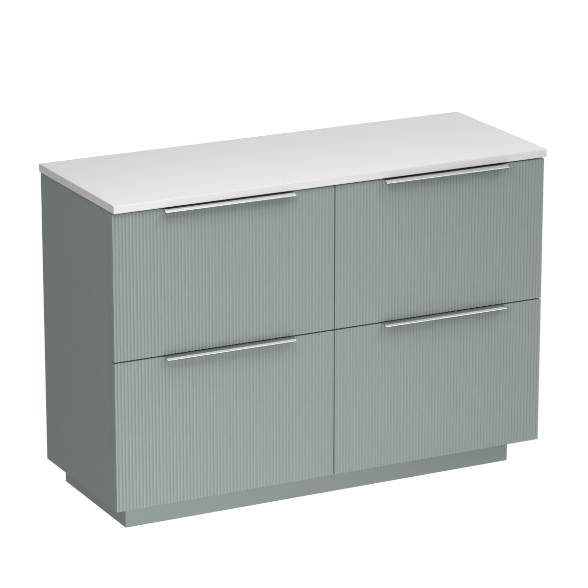 Ava Opaco 1200 4 Drawer Floor Vanity Right Basin White Carrara / Fjord