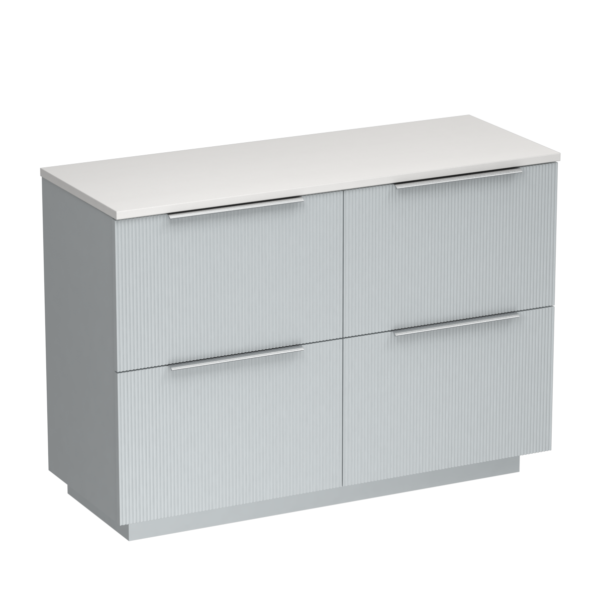 Ava Opaco 1200 4 Drawer Floor Vanity Left Basin Concrete Grey / Villa Blue