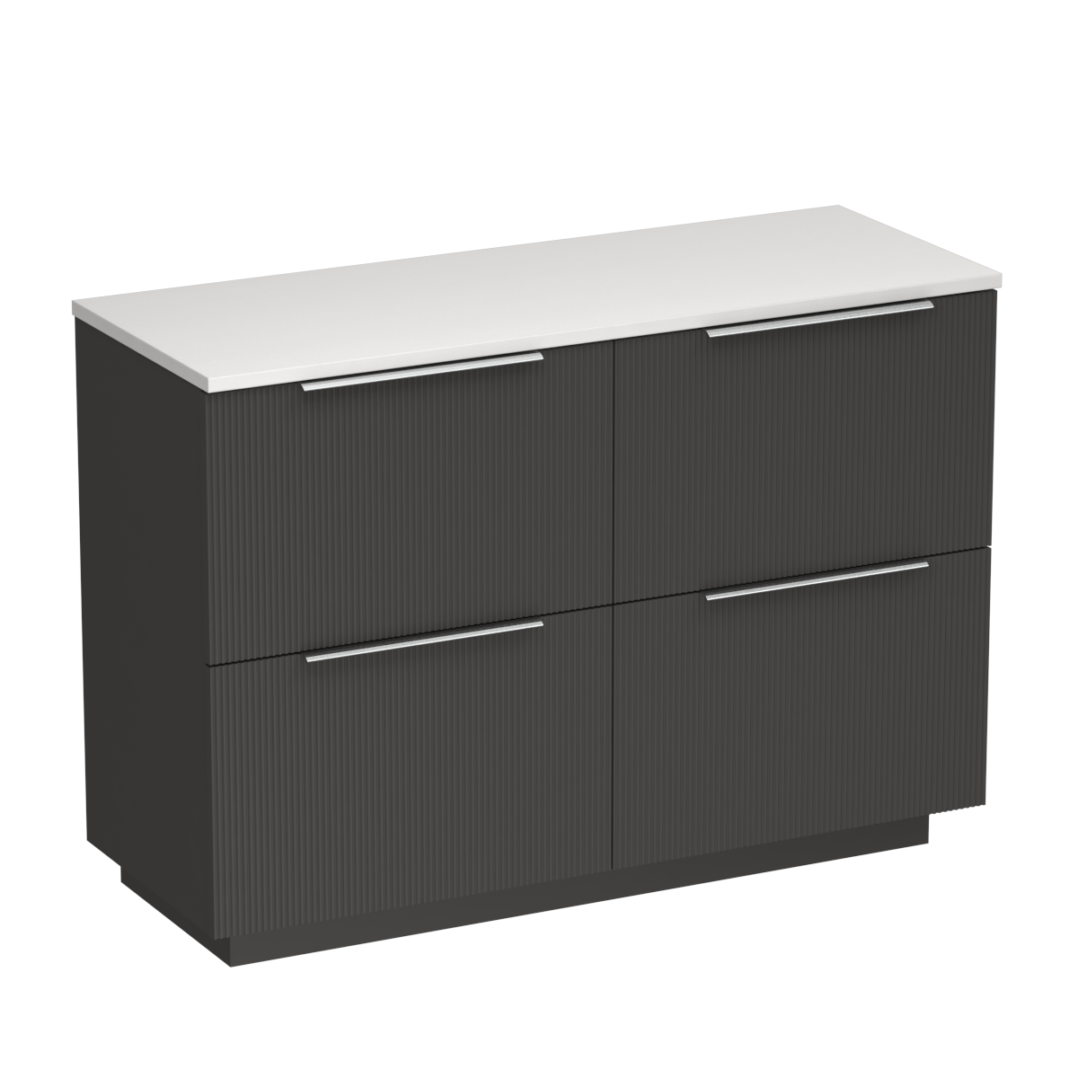 Ava Opaco 1200 4 Drawer Floor Vanity Left Basin White Carrara / Slate