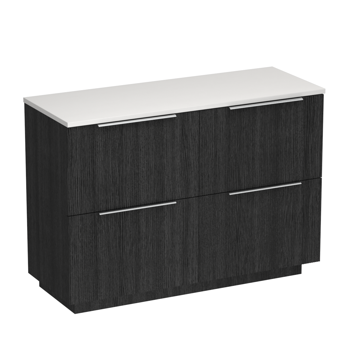 Ava Opaco 1200 4 Drawer Floor Vanity Left Basin Concrete Grey / Black Bark