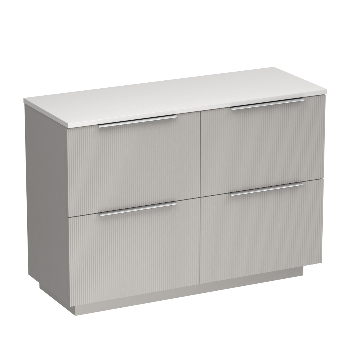 Ava Opaco 1200 4 Drawer Floor Vanity Right Basin White Carrara / Tusk