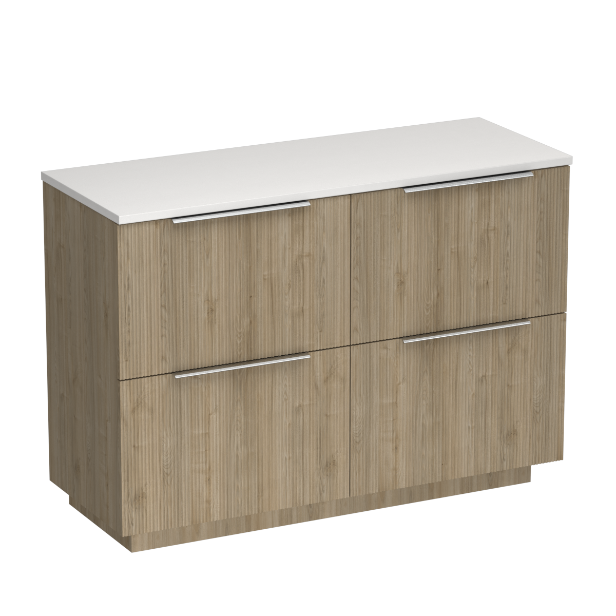 Ava Opaco 1200 4 Drawer Floor Vanity Right Basin Concrete Grey / Ranfurly Oak