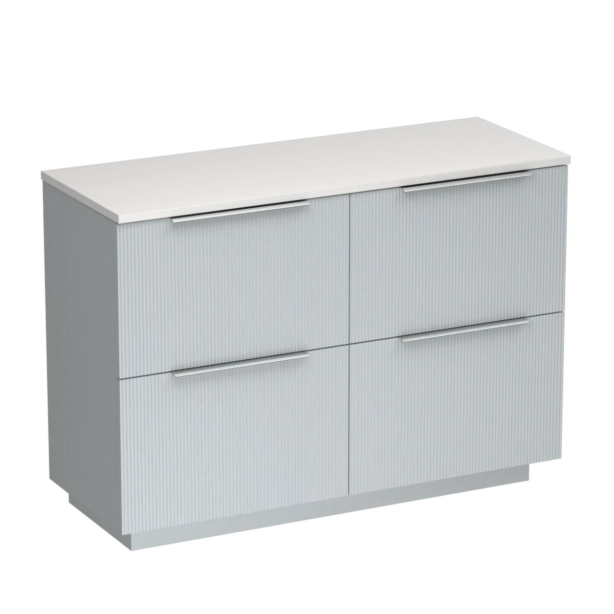 Ava Opaco 1200 4 Drawer Floor Vanity Centre Basin Concrete Grey / Villa Blue