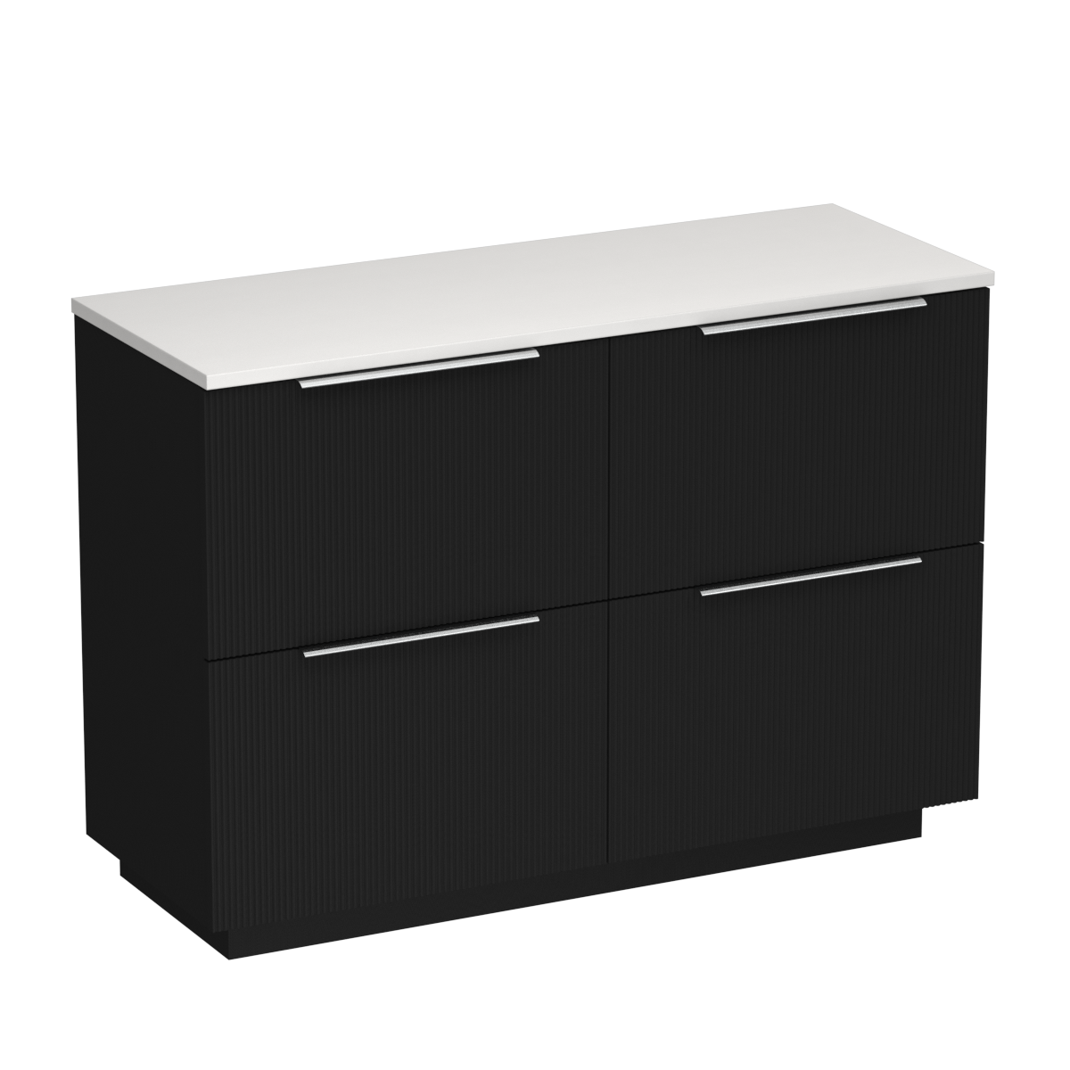 Ava Opaco 1200 4 Drawer Floor Vanity Double Basin Concrete Grey / Black