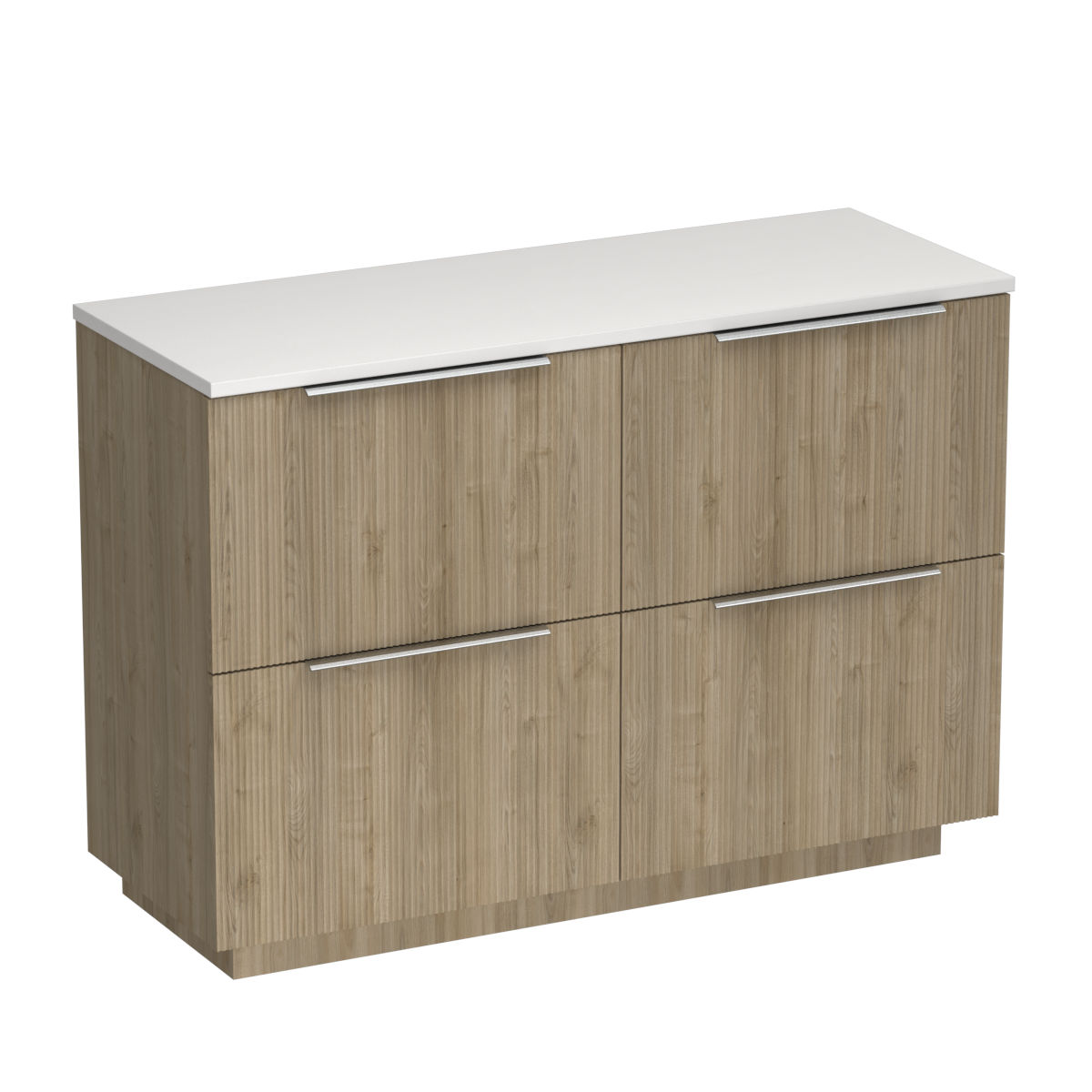 Ava Opaco 1200 4 Drawer Floor Vanity Centre Basin Concrete Grey / Ranfurly Oak
