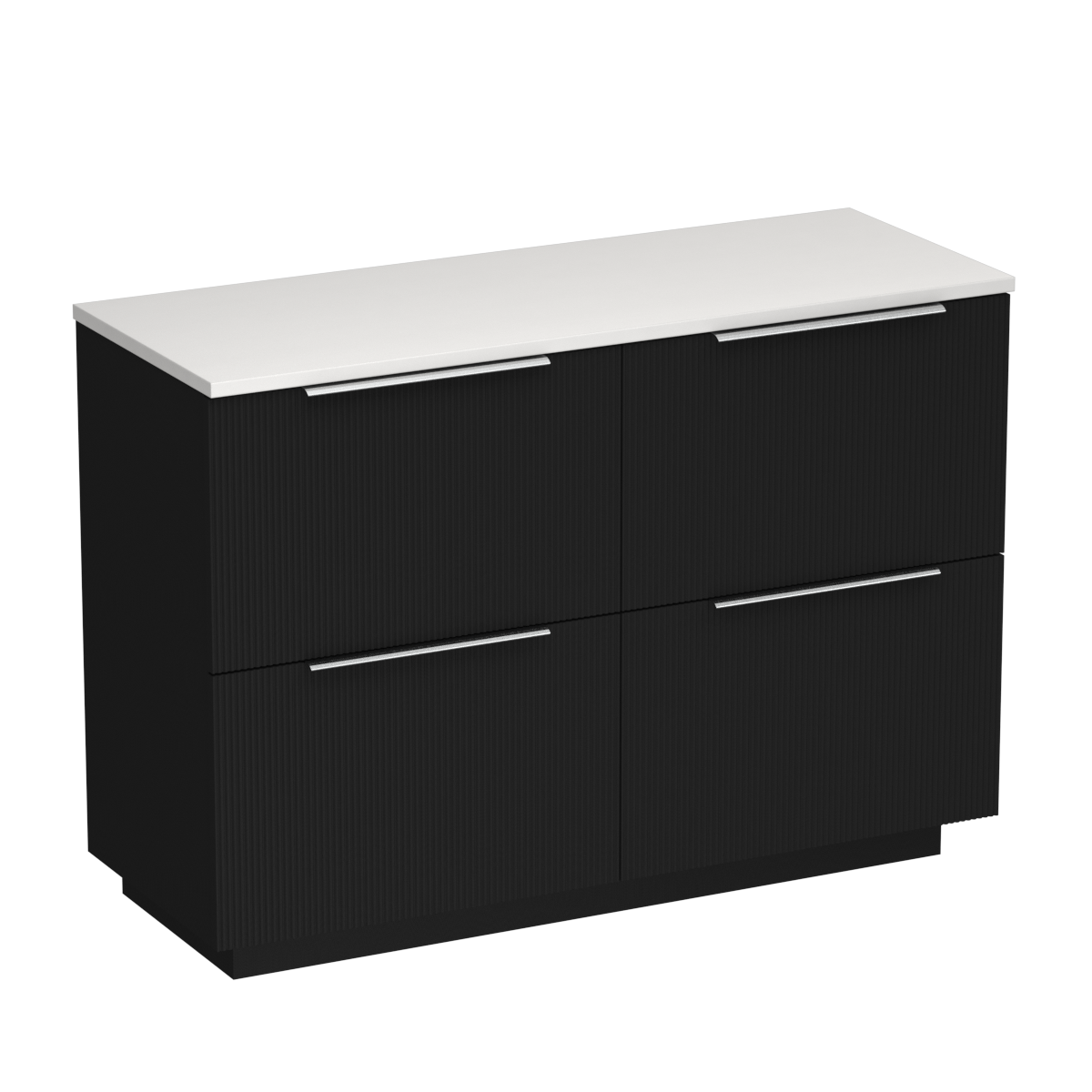 Ava Opaco 1200 4 Drawer Floor Vanity Centre Basin Concrete Grey / Black