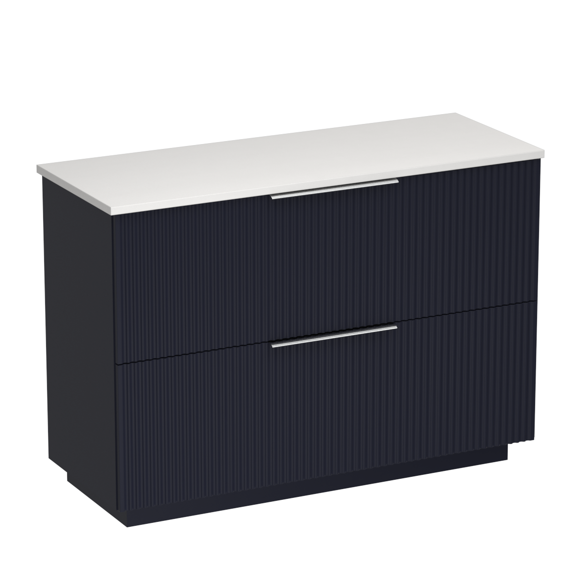 Forma Opaco 1200 2 Drawer Floor Vanity Left Basin Concrete Grey / Ink Blue