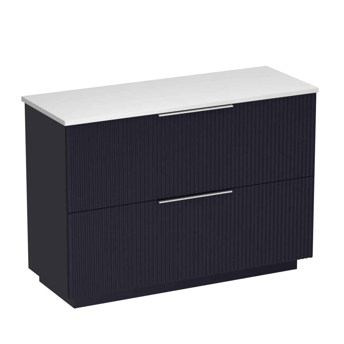 Forma Opaco 1200 2 Drawer Floor Vanity Centre Basin Concrete Grey / Ink Blue