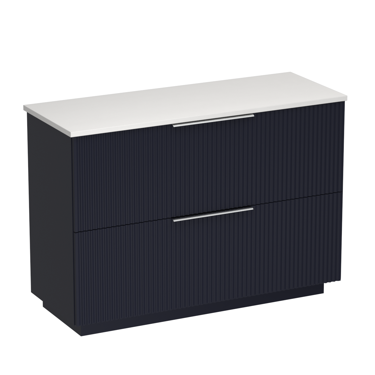 Forma Opaco 1200 2 Drawer Floor Vanity Double Basin Concrete Grey / Ink Blue