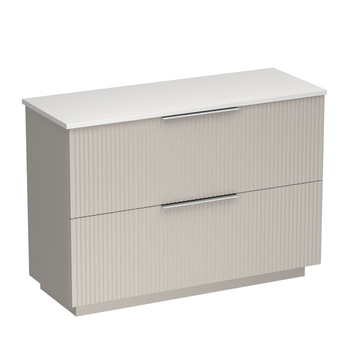 Forma Opaco 1200 2 Drawer Floor Vanity Right Basin White Carrara / Lana Grey