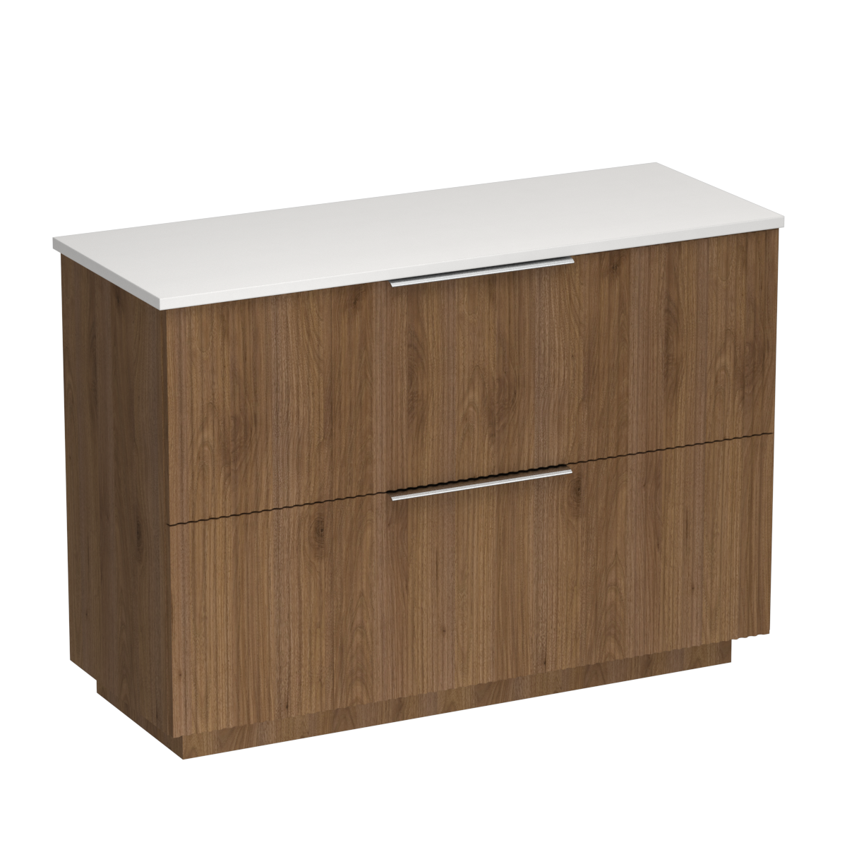 Forma Opaco 1200 2 Drawer Floor Vanity Double Basin White Carrara / Tahoe Walnut