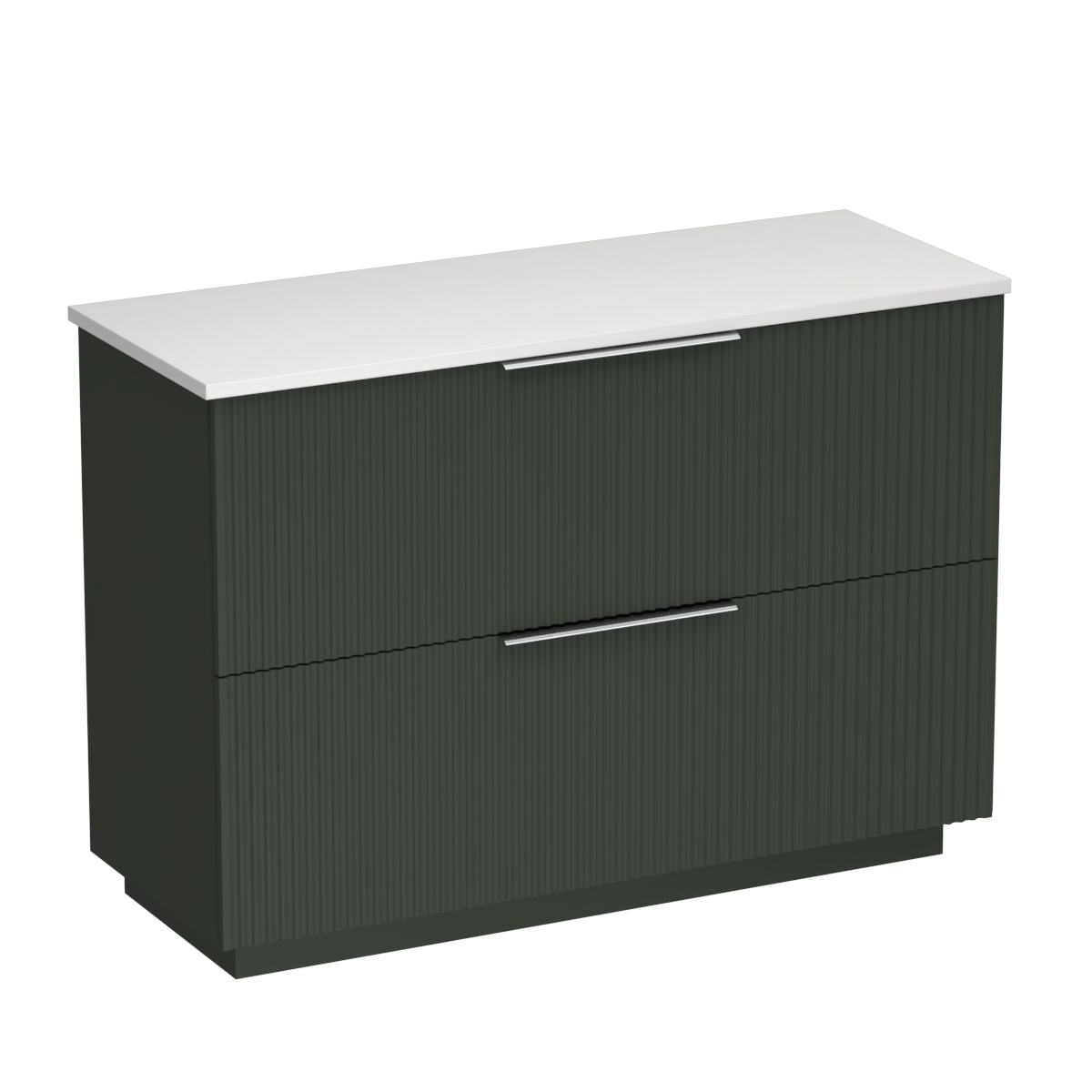Forma Opaco 1200 2 Drawer Floor Vanity Right Basin White Carrara / Kombu Green