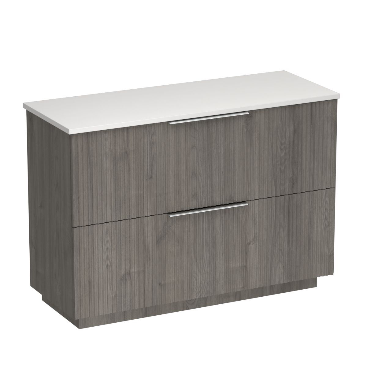 Forma Opaco 1200 2 Drawer Floor Vanity Double Basin Concrete Grey / Methven Oak