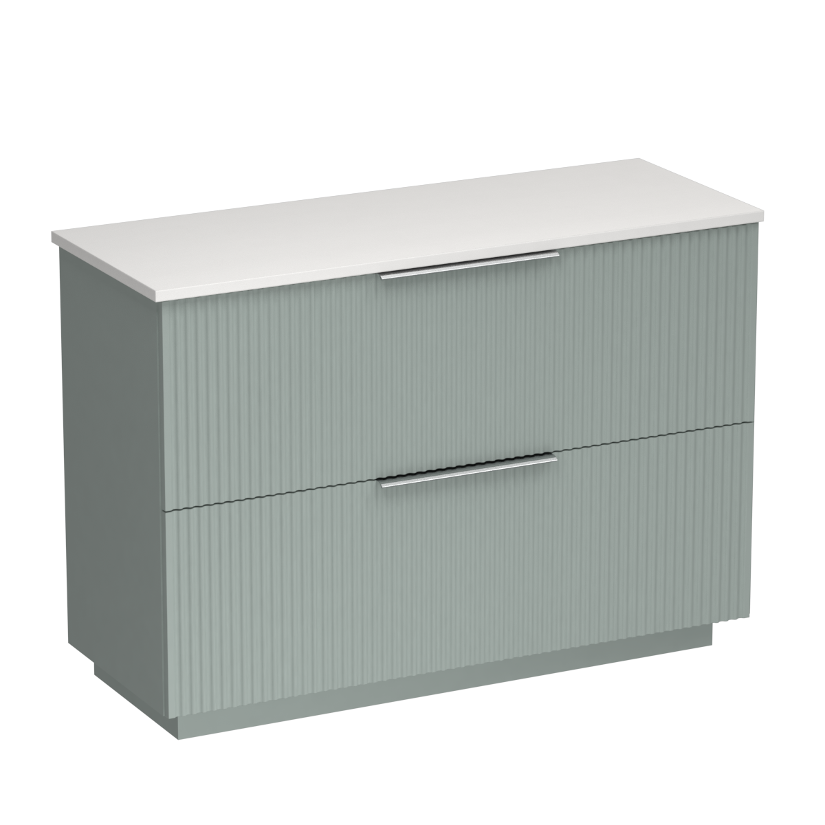 Forma Opaco 1200 2 Drawer Floor Vanity Double Basin White Carrara / Fjord