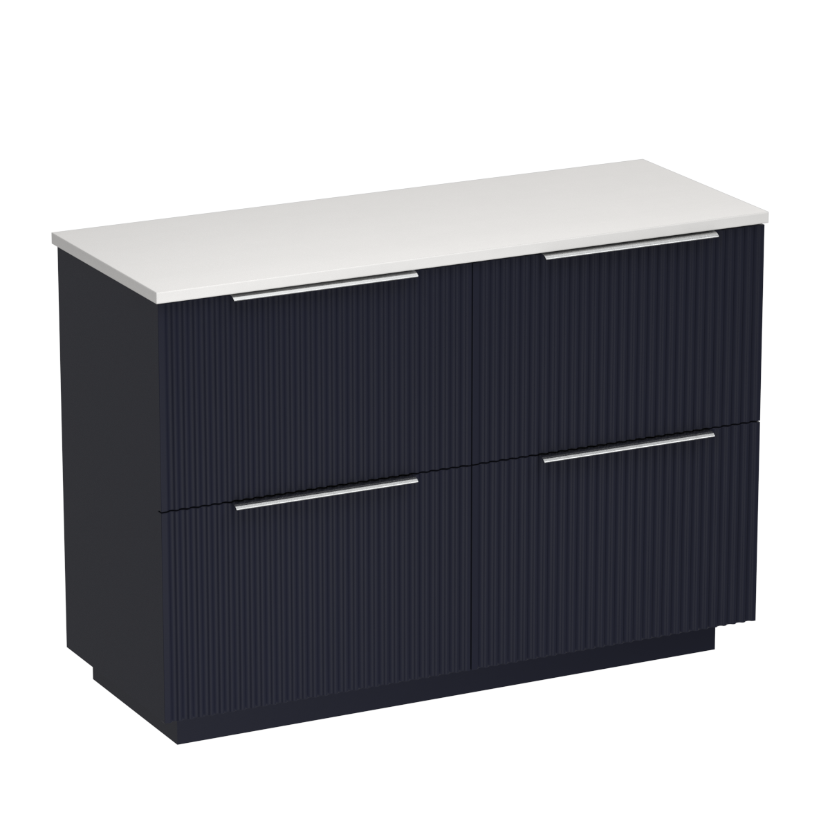 Forma Opaco 1200 4 Drawer Floor Vanity Centre Basin Concrete Grey / Ink Blue