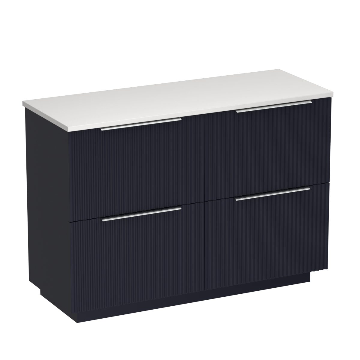 Forma Opaco 1200 4 Drawer Floor Vanity Double Basin Concrete Grey / Ink Blue